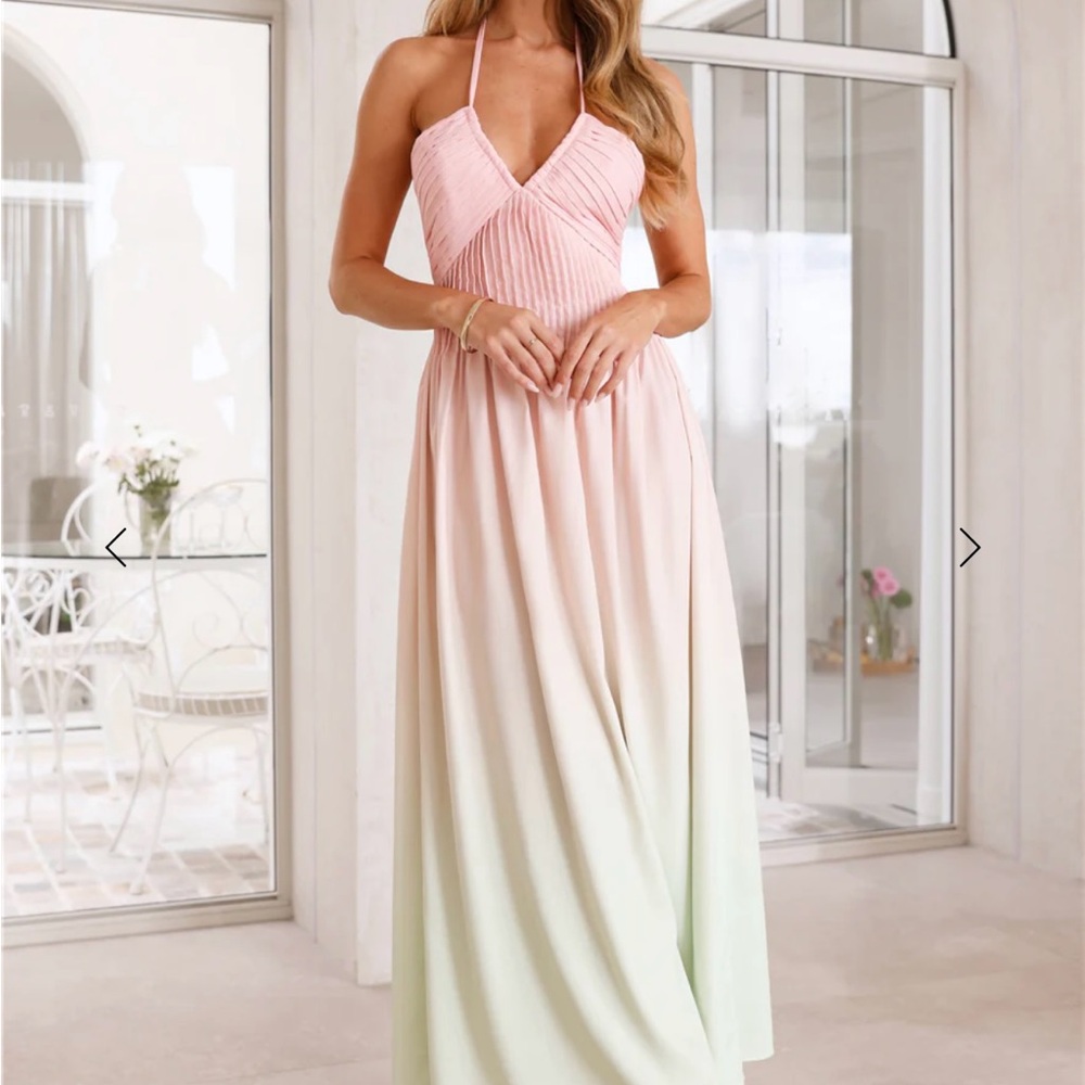 Hello Molly Pastel Pink and Green Maxi Dress‎